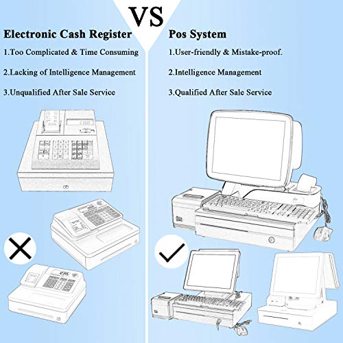 ZHONGJI Cash Register Smart Touch Screen Win10 PC POS System for Retail Stores with POS-Software,Thermal Receipt Printer,Cash Drawer,Barcode Scanner