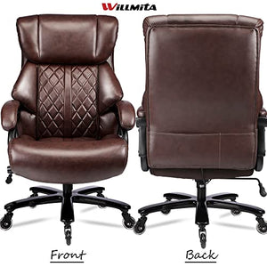 WILLMITA 400lbs Big and Tall Executive Office Chair with Wide Spring Seat - Brown