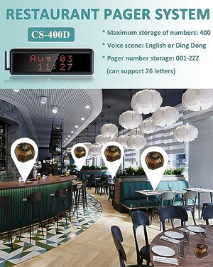 WNKRUN Restaurant Pager System Wireless Calling System with Display Screen, Remote Control, Watch Pagers, and Call Buttons