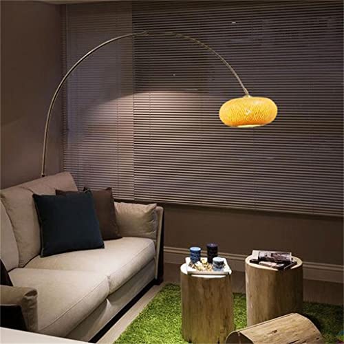 EESHHA Arc Floor Lamp with Wood Shade