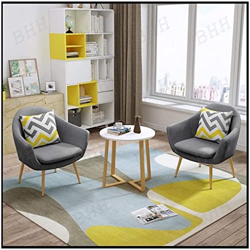 AkosOL Space-Saving Business Dining Table Set with Leisure Living Room Chair, Small Round Table, Brown/Grey