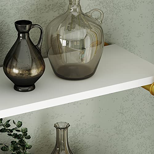 MAIKAILUN 6-Tier 60" Industrial Pipe Shelving, Gold Bookshelf - White/Gold Shelves - Modern Bookcase Metal - Mid Century - Wall Mount Decor - Living Room Retail Shelving (59.1x9.8x84.6)