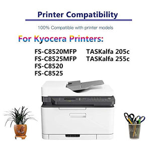 8-Pack (2BK+2C+2Y+2M) Compatible Printer Cartridge Replacement for Kyocera TK-897 | TK897 Toner Cartridge use for Kyocera Ecosys FS-C8520MFP FS-C8520 FS-C8525, TASKalfa 205c 255c Printer
