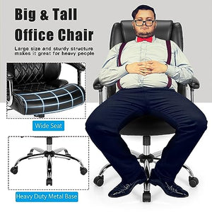 TOMANOR Executive Office Chair High Back Wide Seat Big and Tall 500LBS Black