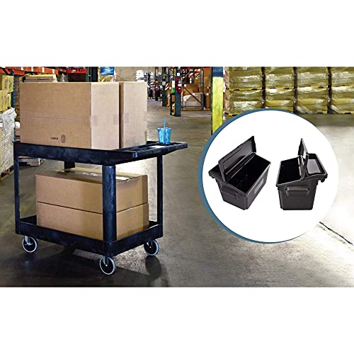 Luxor Heavy Duty Utility Tub Cart - Two Shelves - Outrigger Utility Cart Bins