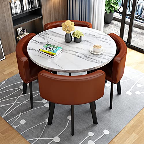 KUKIXO Modern Business Dining Table and Chair Set - Brown