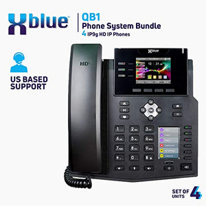 Xblue QB System Bundle with 4 IP9g IP Phones - Auto Attendant, Voicemail, Cell & Remote Extensions, Call Recording - Black (QB1004)