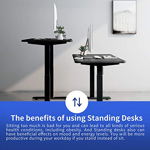MAIDeSITe Standing Desk Electric Height Adjustable Computer Desk 55 x 28 Inches Home Office Desk Memory Controller Sit Stand Table Computer Workstations Black