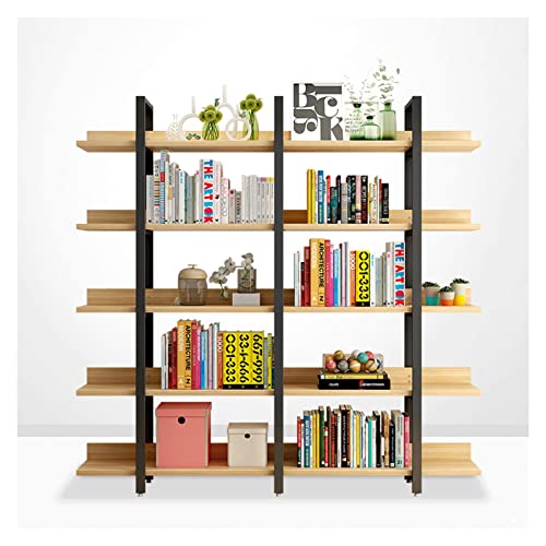 HARAY Multi-Layer Bookshelf Cabinet Display Rack - Steel & Wood Art Shelf