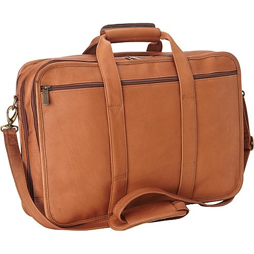 Le Donne Leather Expandable Multi-Function Briefcase, 16.5 Inches, (Tan)