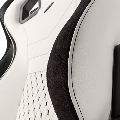 noblechairs Epic Gaming Chair - Office Chair - Desk Chair - PU Faux Leather - 265 lbs - 135° Reclinable - Lumbar Support Cushion - Racing Seat Design - White/Black