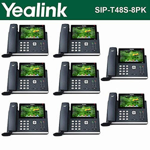 Yealink [8-Pack] T48S IP Phone, 16 Lines. 7-Inch Color Touch Screen Display. USB 2.0, Dual-Port Gigabit Ethernet, 802.3af PoE, Power Adapter Not Included (SIP-T48S-8)