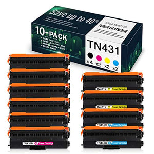 10 Pack (4BK/2C/2Y/2M) TN431BK TN431C TN431M TN431Y Compatible Toner Cartridge Replacement for Brother HL-L8260CDW DCP-L8410CDW MFC-L8610CDW L8690CDW L8900CDW L9570CDW Printer, Toner Cartridge.