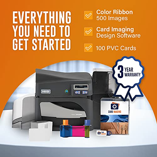Fargo DTC4500e Single Side ID Card Printer & Supplies Package with Card Imaging Software