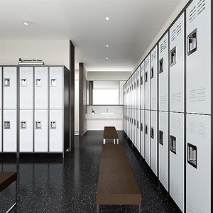 BYNSOE Metal Locker 6 Doors Employee Storage Cabinet School Hospital Gym Locker (Black Gray - 36" w)