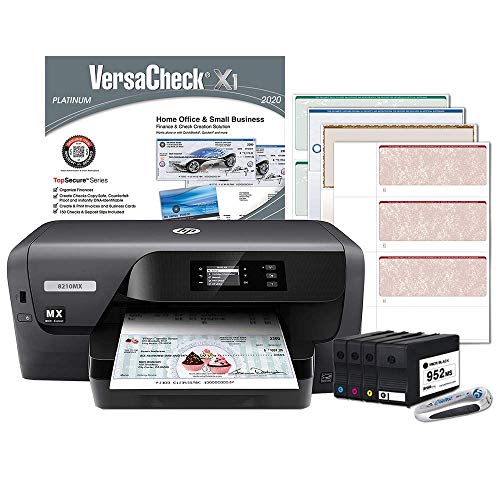 VersaCheck HP OfficeJet Pro 8210 MX MICR Check Printer and VersaCheck X1 Platinum Check Printing Software Bundle, Black (8210MX)