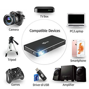 TOUMEI C800S Mini DLP Smart Projector,Portable HD Android 7.1 Video Projectors Home Theater Support HDMI,USB,TF Card,WiFi,AV for iPhone,iPad,Mobile Phone,Laptop,MacBook,PC