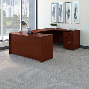 Bush Business Furniture Series C 60W Right Handed Bow Front U Shaped Desk with Mobile File Cabinet in Mahogany