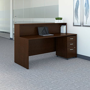 Bush Business Furniture Series C 72W x 30D Reception Desk with Mobile File Cabinet in Mocha Cherry