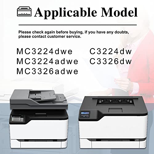 5 Pack Compatible C3210K0 C3210C0 C3210M0 C3210Y0 Remanufactured Toner Cartridge Replacement for Lexmark C3224dw C3326dw MC3224dwe MC3224adwe MC3326adwe Printer Ink Cartridge (2BK+1C+1M+1Y)