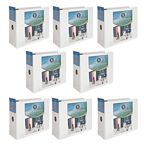Business Source Letter Size 5-Inch Slanted D-Ring 950 Sheet Presentation View Binder, White, Set of 8