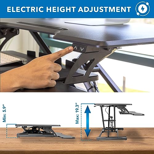 Mount-It! Electric Standing Desk Converter with 38" Tabletop, Height Adjustable Sit Stand Desk Riser