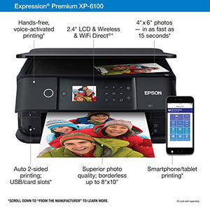 Epson Expression Premium XP-6100 Wireless Color Photo Printer with Scanner and Copier, Black, Medium