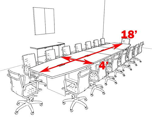 UTM Furniture Modern Boat Shaped 18' Conference Table, OF-CON-C78