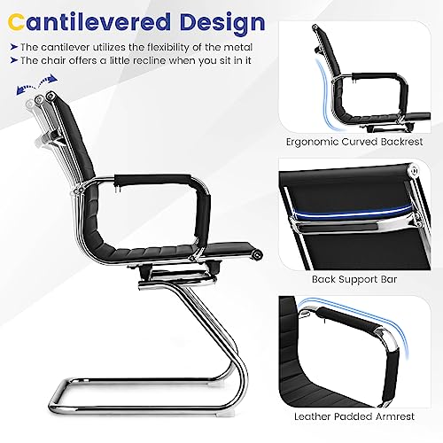 Tangkula Office Guest Chair Set of 12 - Heavy Duty Reception Chairs with Arm Sleeves & Sled Base