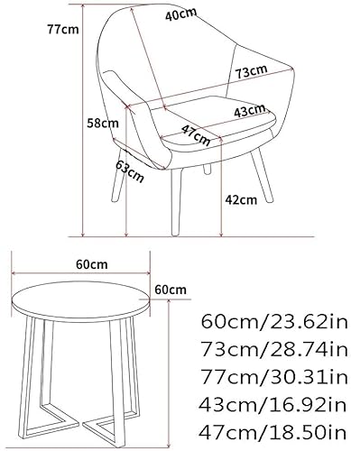 AkosOL Space-Saving Business Dining Table Set with Leisure Living Room Chair, Small Round Table, Brown/Grey