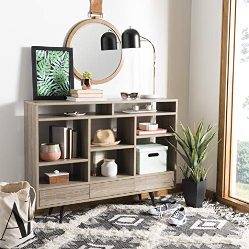 Safavieh FOX4279A Home Collection Marina Retro Mid Century Wood Etagere, Oak and Black