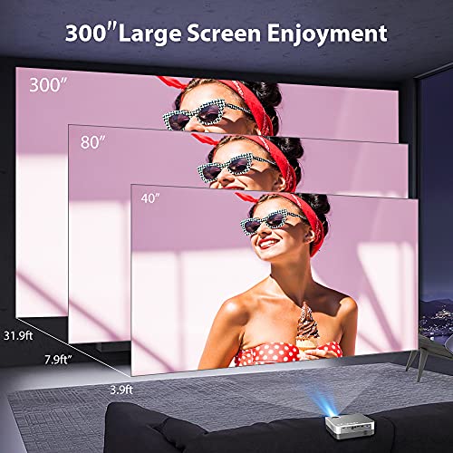 MOOKA Q6 Native 1080P WiFi Bluetooth Projector,Upgraded 8500L HD Video Projector with Carrying Bag,Support 4K &300＂Display,Home&Outdoor Movie Projector Compatible with iOS/Android/PC/TV Stick/PS4