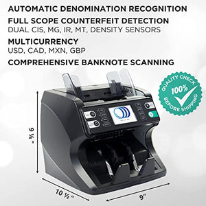 IDLETECH VR-1 Money Counter Machine Mixed Denomination, Value Reader with Advanced Counterfeit Detection (UV/MG/MT/IR/2CIS), Multi-Currency (USD/CAD/MXN/EUR)