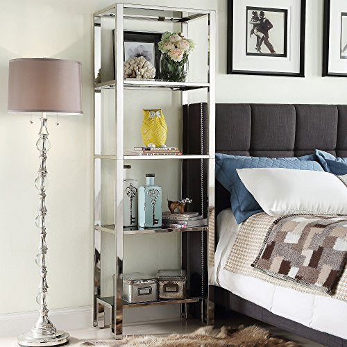 Modern Bookcase Shelves Chrome Black Shelving Unique Bookshelf- 100% Satisfaction Guarantee