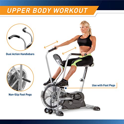 Marcy Exercise Upright Fan Bike for Cardio Training and Workout AIR-1 , black, 48.0' L x 25.0' W x 48.0' H