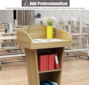 SMuCkS Wood Lectern Podium - Stable & Durable Business Conference/Lecture Hall Speaking Podium