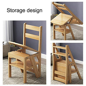 QDY Modern Furniture Folding Ladder Wood Chair 4 Step Library Stools