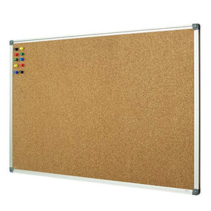 Lockways Corkboard Bulletin Board, Double Sided Cork Board 72 x 40 Inch, Notice Message Pin Board,F Silver Aluminium Frame