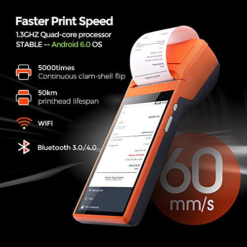 MUNBYN POS Printer, Android POS Terminal Printer 5.5 inch Receipt Printer with 3G WiFi BT Camera Loyverse iREAP and CashStock Handheld PDA Data Terminal Collector Barcode Built-in All-in-One