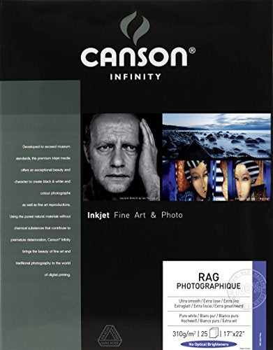 Canson Infinity Rag Photographique Fine Art Paper, 310 Gram, 17 x 22 Inch, 25 Sheets