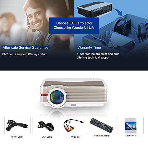 HD Multimedia LCD Video Projector 1080P Wxga 4200 Lumen Home Theater Gaming Projectors Backyard Movie Cinema, Dual USB HDMI, VGA Audio Out 5.8" TFT Up to 200inch for Blu ray DVD TV Stick PC Xbox Wii