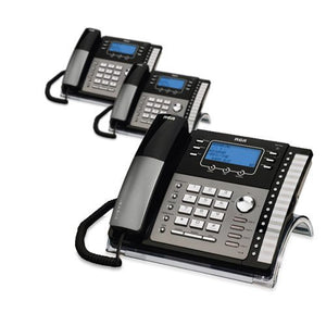 RCA 25424RE1 4-Line Expandable Phone System for Home / Office Desk - Base Speakerphone with Caller ID and Intercom, Compatible with Hearing Aids (2-Pack)