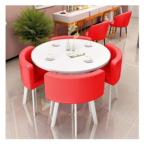 DioOnes Table Set with 1 Table and 4 PU Leather Chairs