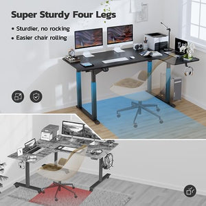 Dripex Electric Standing Desk, Adjustable Height, L-Shaped, Dual Motor, 4 Legs