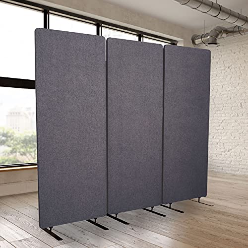 S Stand Up Desk Store ReFocus Freestanding Acoustic Room Divider Office Partition (Ash Grey, 72" x 66", Zippered 3-Pack)