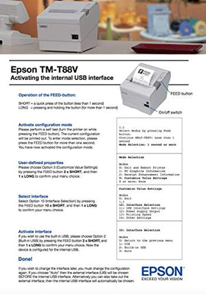 Epson C31CA85656 TM-T88V Thermal Receipt Printer with Power Supply, Energy Star Rated, Ethernet and USB Interface, Dark Gray