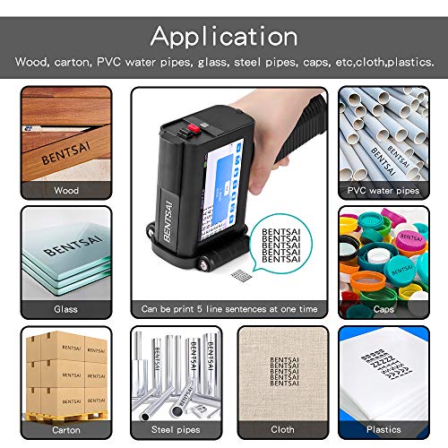 BENTSAI Portable Intelligent HD Handheld Inkjet Printer with 4.3 Inch LED Screen Inkjet Coding Machine for Label (Support 11 Languages Including English, German, French, Spanish, Italian, etc.)