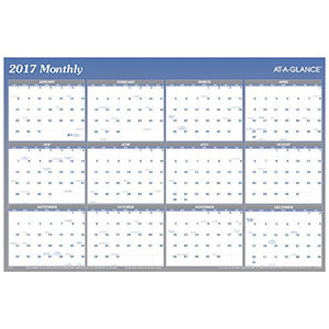 AT-A-GLANCE Wall Planner Calendar 2017, Erasable, Reversible, Yearly, Quarterly, 36 x 24" (A1102)