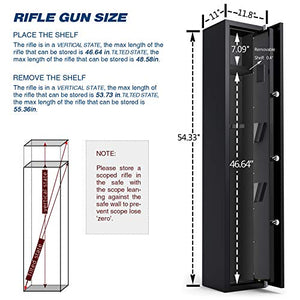 Rifle Gun Safe, Quick Access 4-Gun Metal Rifle Gun Cabinet with Removable Shelf, All-round Anti-static Rifle Safe for Bullets and Valuables, with 2 pistol holsters (Digital Keypad)