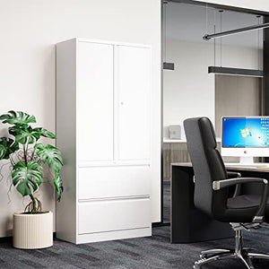 Fesbos Metal Steel Cabinets with 2 Lockable Lateral File Cabinets and Doors